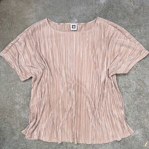 Anne Klein Pleated Beige Blouse